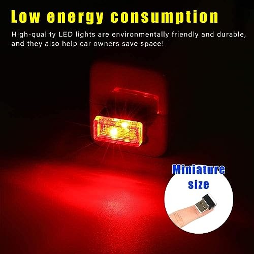 4 PCS USB LED Car Interior Atmosphere Lamp, Plug-in USB Decor Night Light, Red