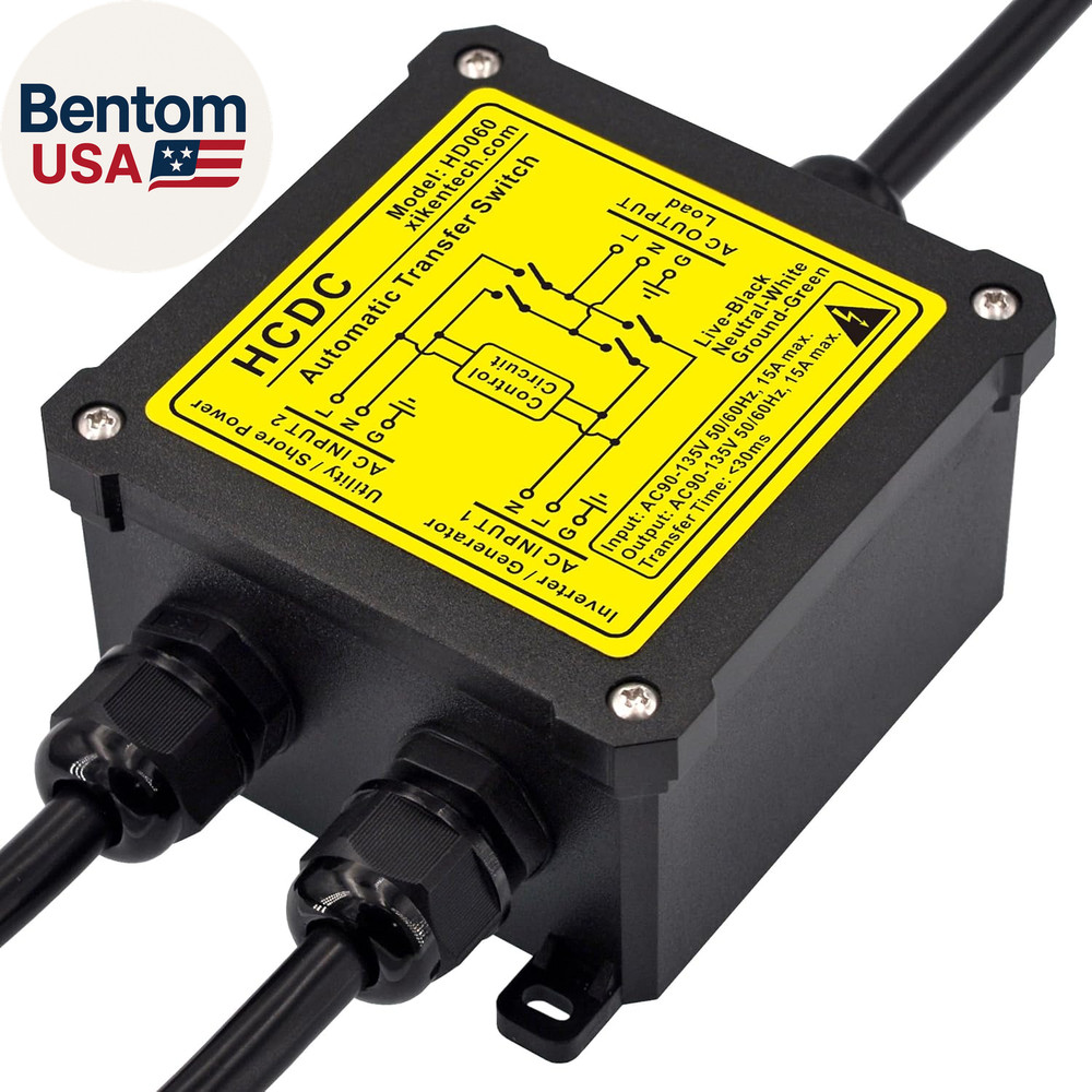 AC120V 15Amp Automatic Transfer Switch, ATS Auto Transfer Switch (Core Wires + N