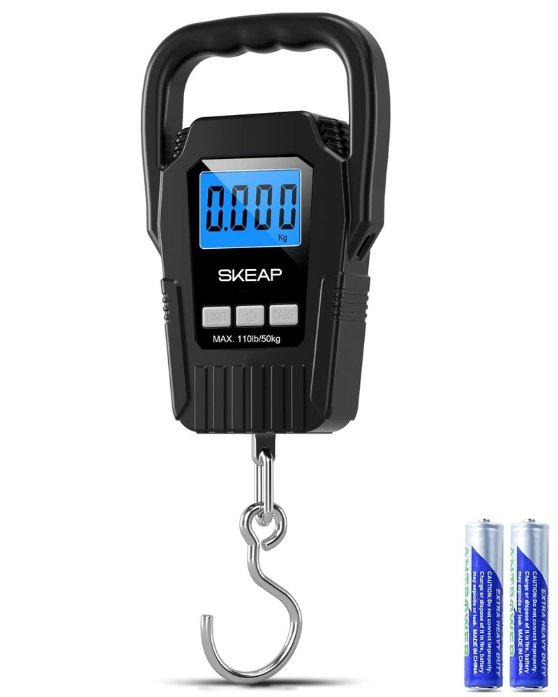 Digital Fish Scale with Backlit LCD – 110lb Capacity & Comfortable Handle