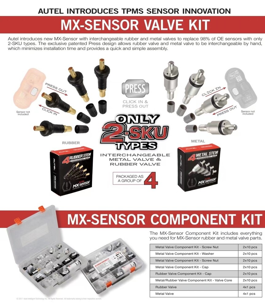 New Autel MX-Sensor RVK Rubber Valve Stem Interchangable Kit