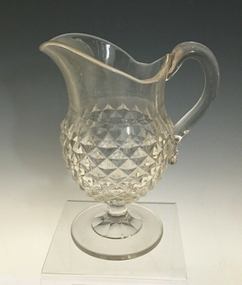 Antique Sawtooth Pattern Applied Handle Creamer, C.1850-80 EAPG