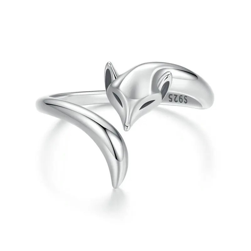 Fox Cute 925 Sterling Minamilist Ring Size Adjustable