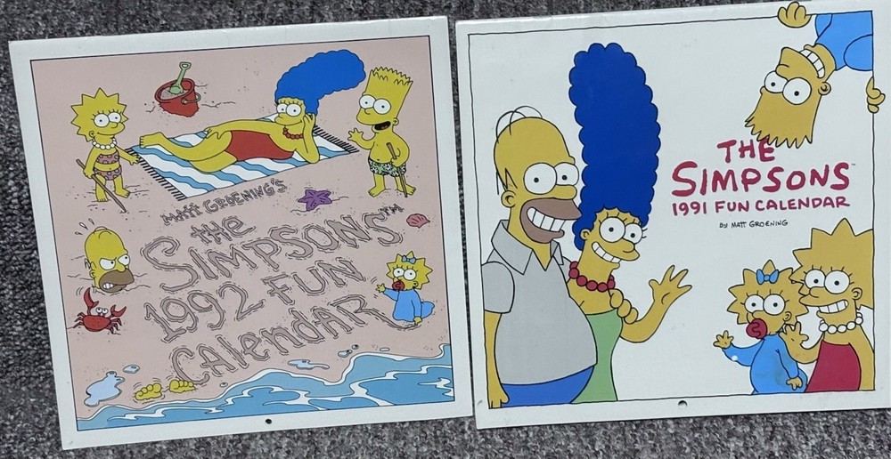 The SIMPSONS - 1992 & 1991 WALL CALENDARS = EXCELLENT CONDITION!