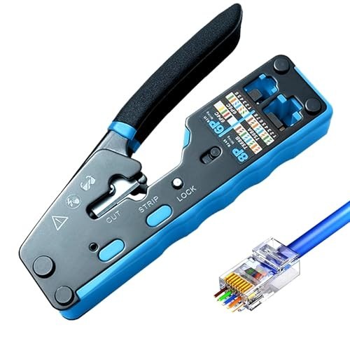 Network Tool Kit - RJ45 Crimping Tool, Cat6/Cat5e Pass Through Connectors, Wire