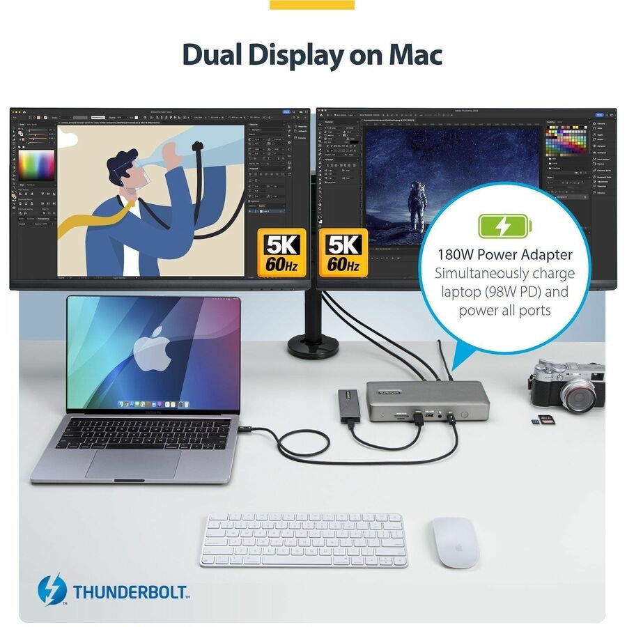 StarTech.com USB4 Thunderbolt 4 Dock 98W Quad Display HDMI/DP Mac/Win
