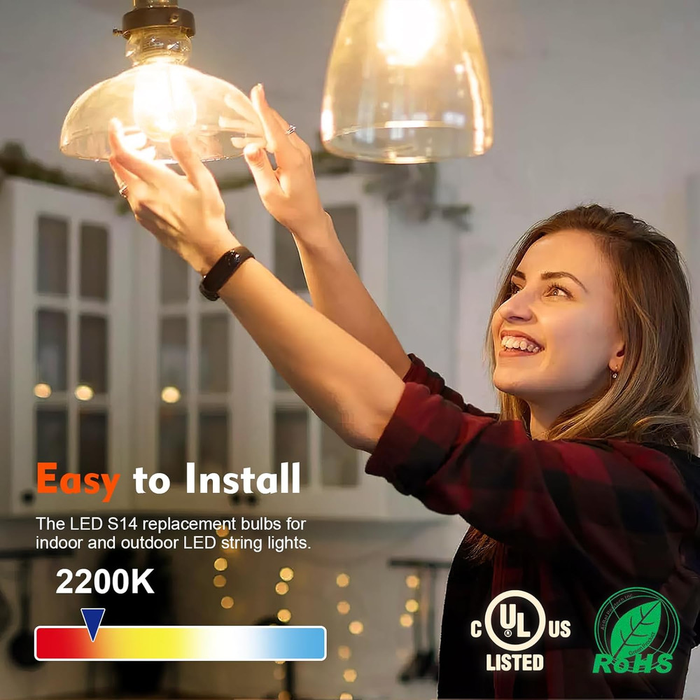 36 Pack S14 LED Bulbs for Outdoor String Lights, Shatterproof Replacement Edison
