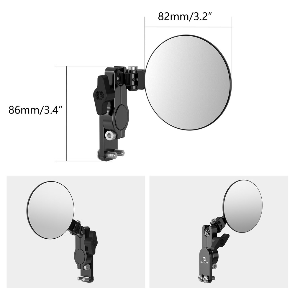 NICECNC Universal 180° Adjustable Rotatable Round Quick Flip Mirrors Kits