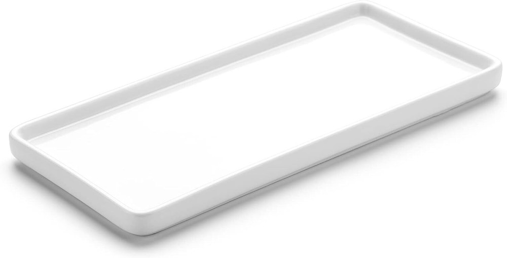 White Ceramic Tray 8.1 X 4.2 Inch Versatile Organizer For Home And Kitchen