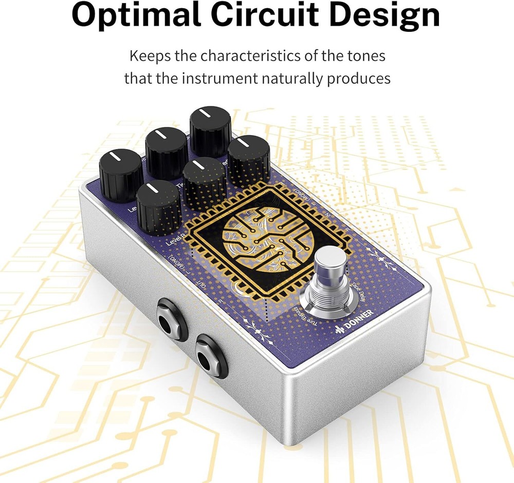 Donner White Tape Delay Effects Pedal With Echo Effect 2 Channels True Bypass