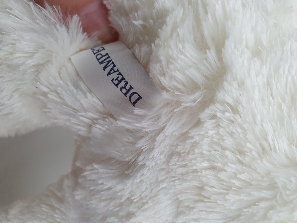 DREAMPETS TEDDY BEAR WHITE WITH BEIGE EARS AND BOW 30CM