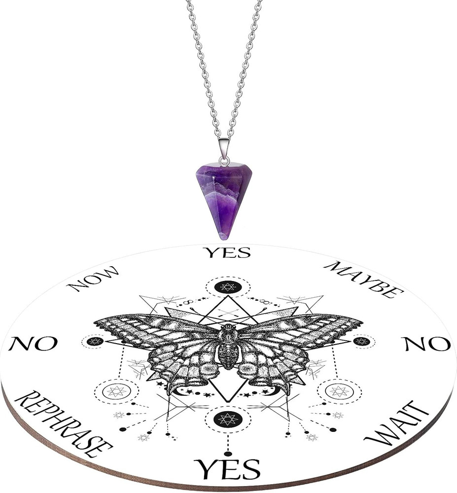 Pendulum Board Set Wooden Dowsing Divination Board Metaphysical Message with Cry