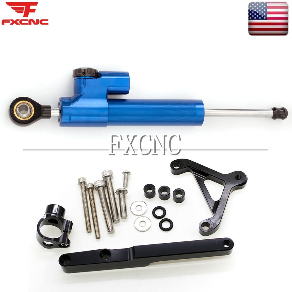Blue Steering Damper  Mount Bracket Kit Support Set For Honda CB1000R 2008-2017