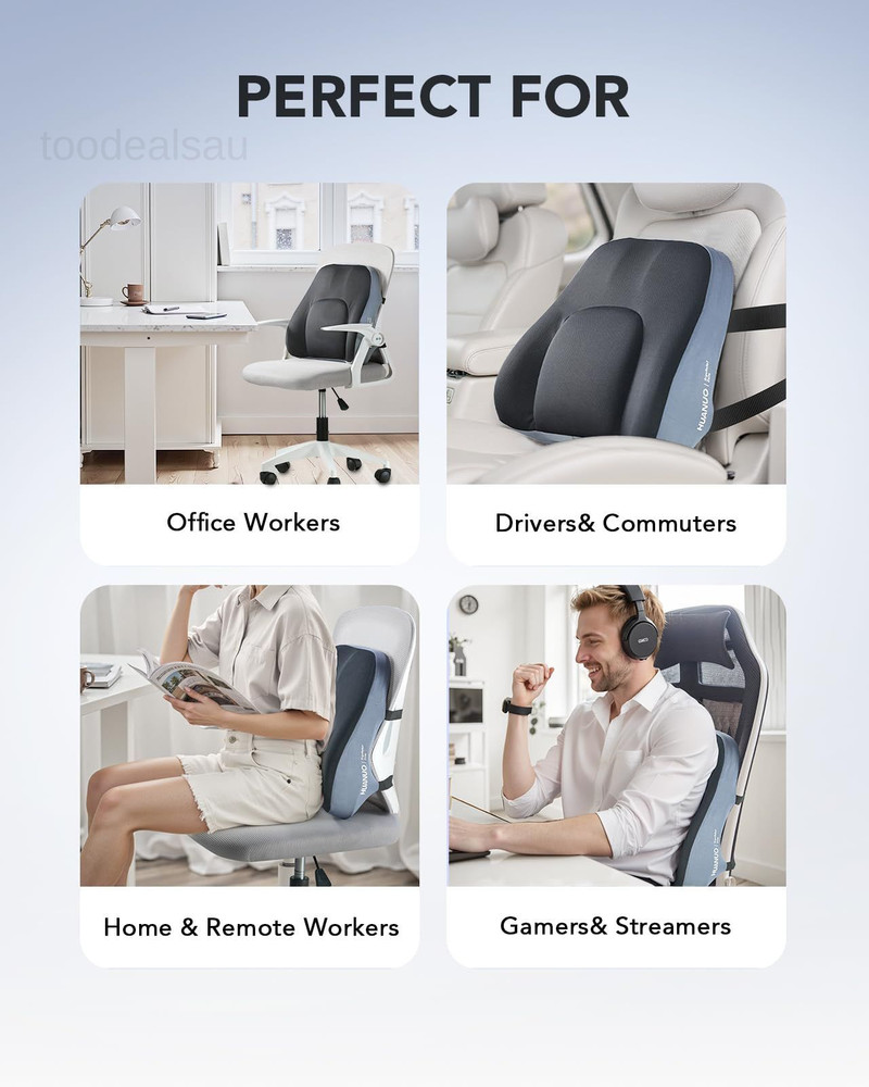 Lumbar Support Pillow for Office Chair, Car Back Pillow, Black