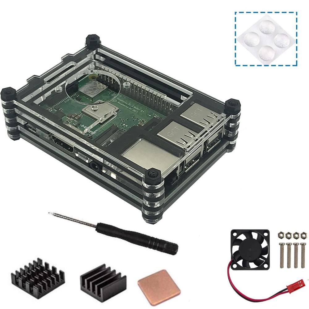 9 Layers Acrylic Transparent Case With Cooling Fan For Raspberry Pi 3B+/3B D