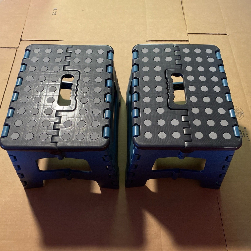 2 NEW Pack Multi-Purpose Anti-Slip Rubber FOLDING STEP STOOLS ANVIL 8.5 IN.