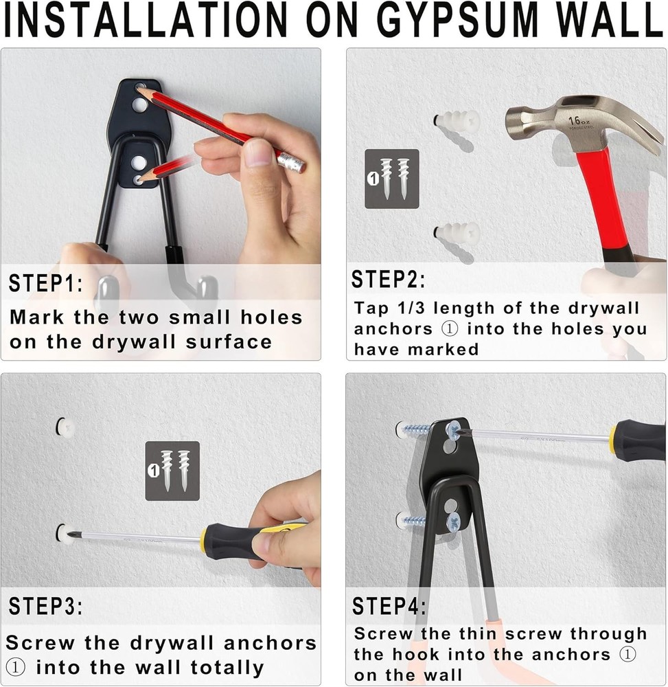 Efficient Storage Solution: 16 Heavy Duty Anti-Slip Garage Hooks for All Needs