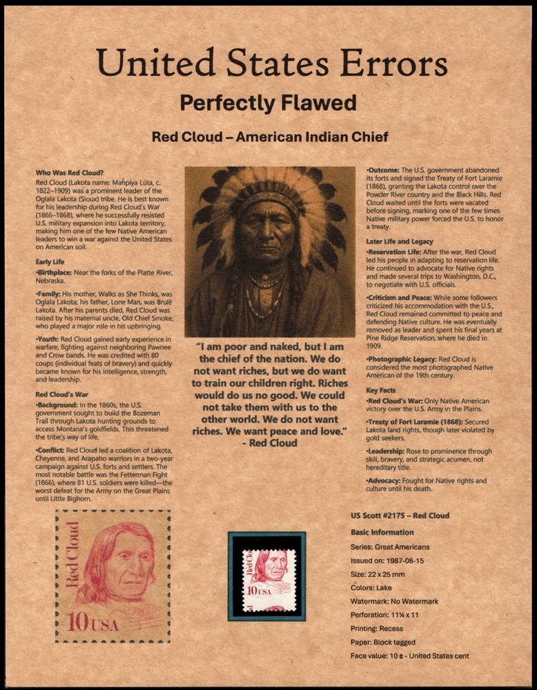 Perfectly Flawed SN 2175 MDG - Misperf on Presentation Panel 8.5” X 11”