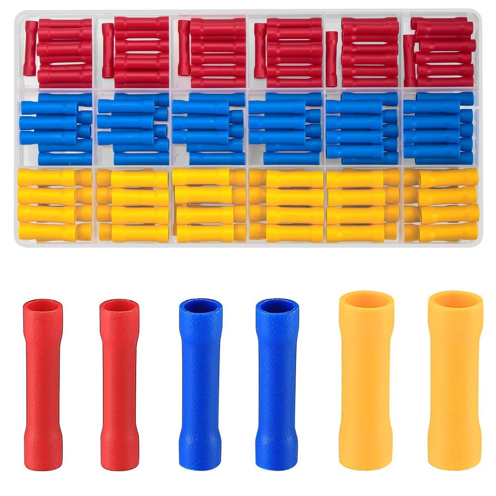 150pc Electrical Butt Connectors Assorted Insulated Wire Terminals