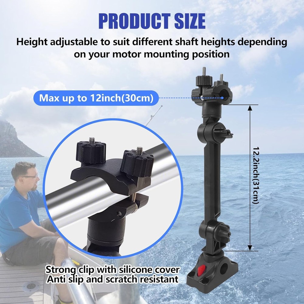 Universal Trolling Motor Stabilizer Bracket, Quick Release, Adjustable Support M