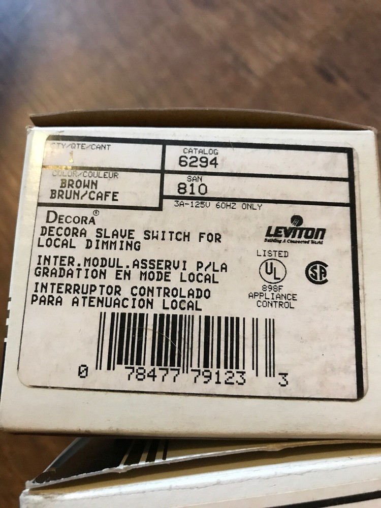 Leviton 6294-B Brown Decorate Slave Switch For Dimming