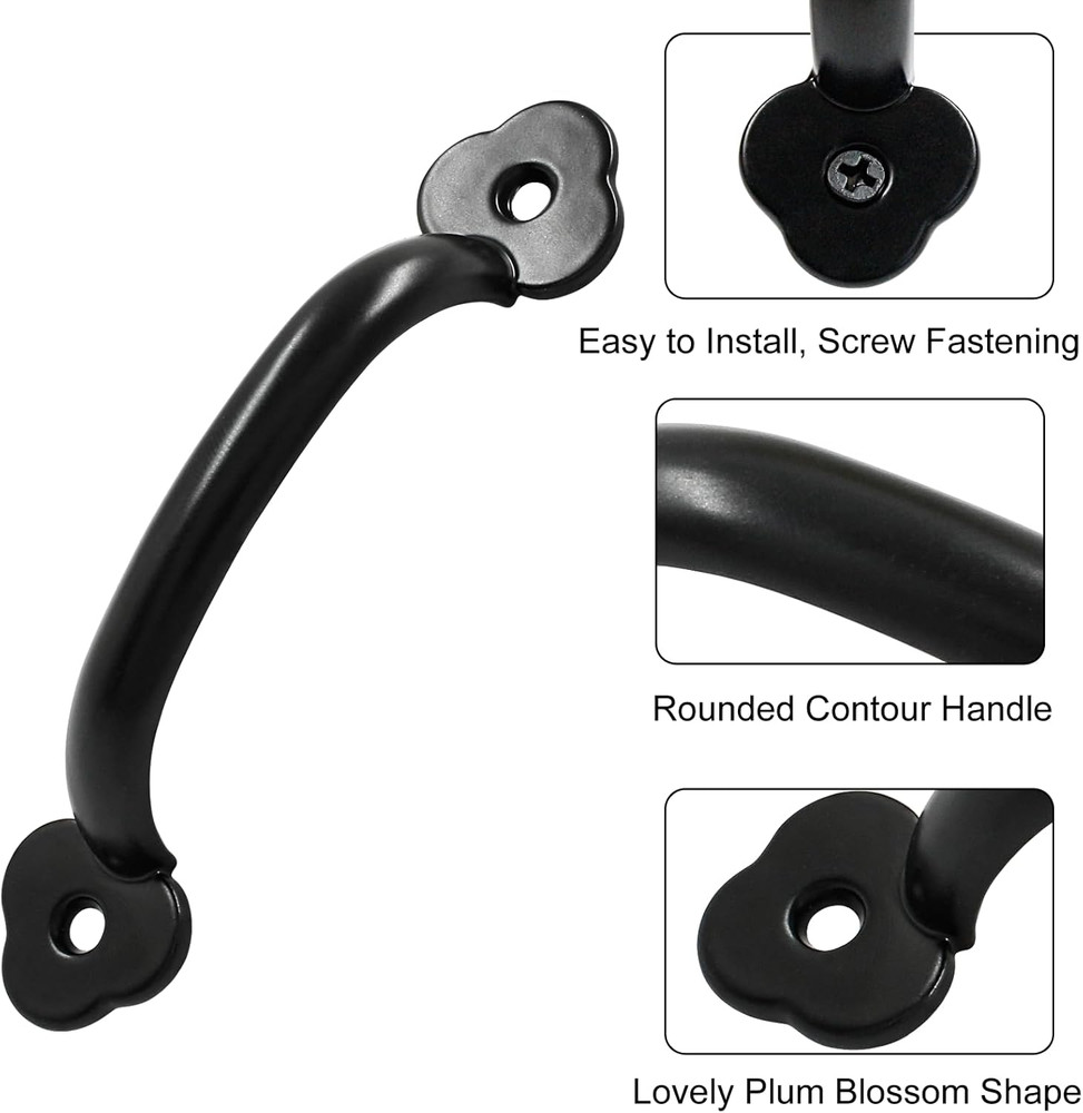 Bivethoi 12 Pcs Barn Door Handles, Metal Door Handle Black, Gate Pull Handle for