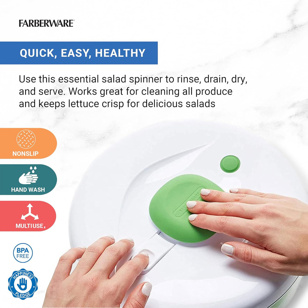 Easy to use pro Pump Spinner with Bowl, Colander and Built in draining System fo