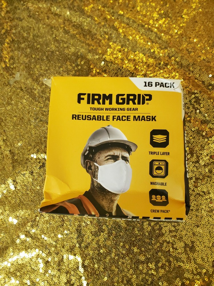 Firm Grip Face Masks Reusable Breathable Washable, One Size, 16 PACK