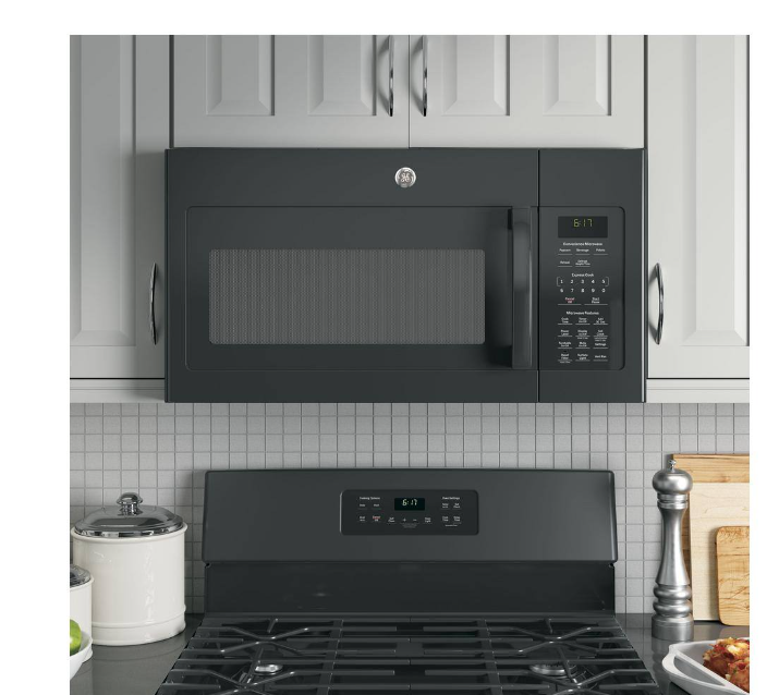 GE 1.7 cu. ft. Black Over the Range Microwave