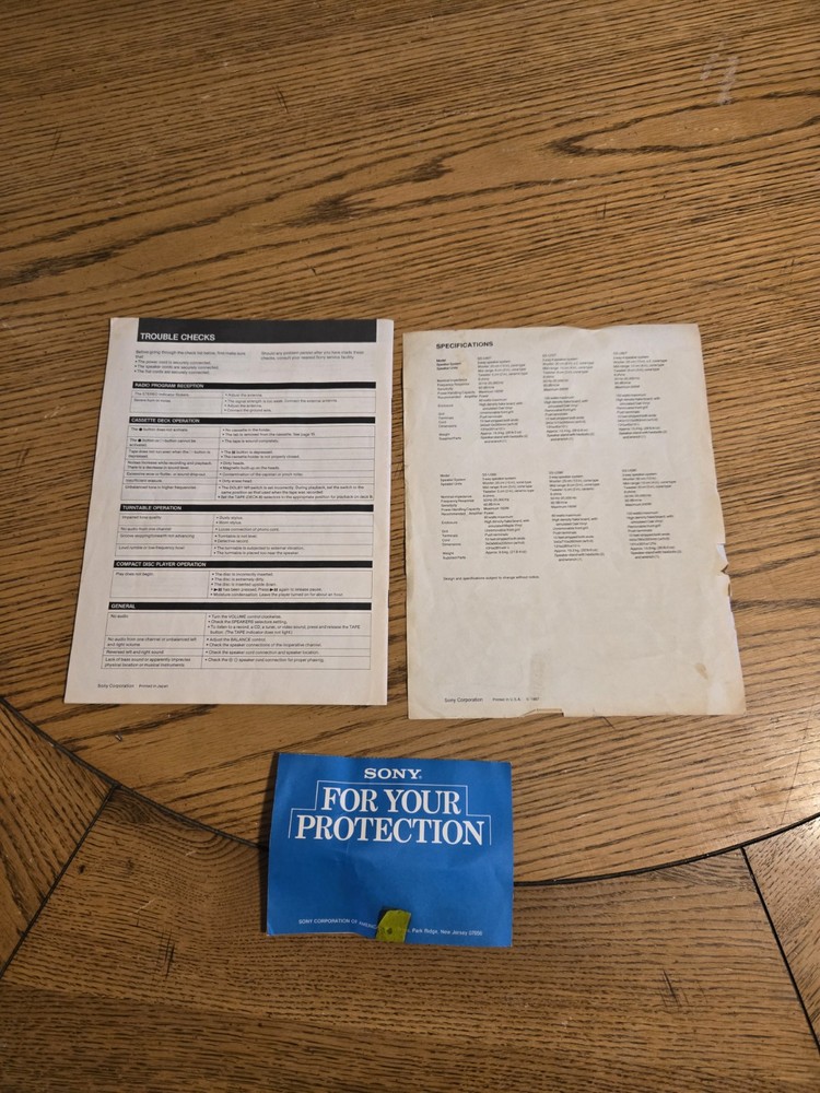 Vintage Sony Sen-570 Instruction Manual