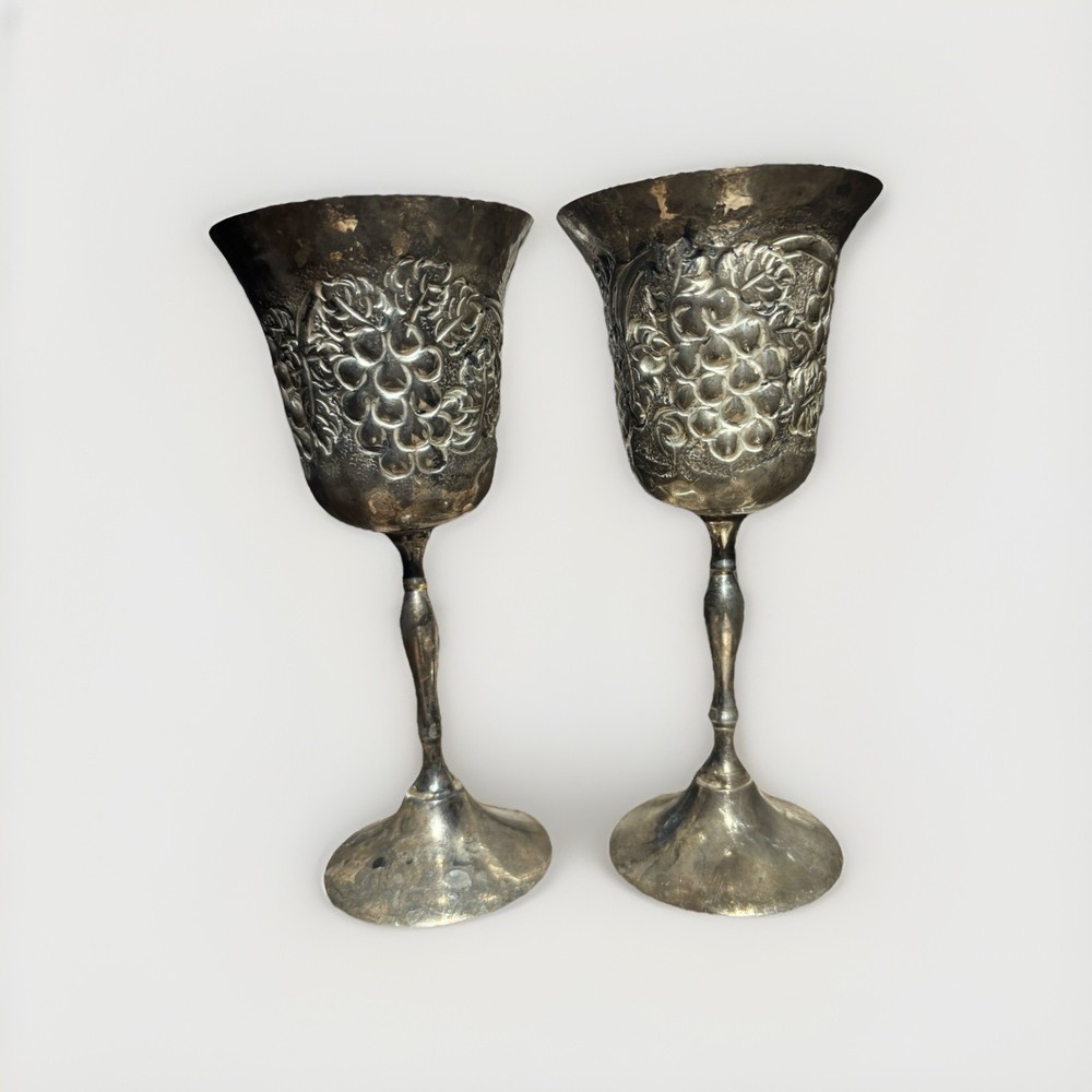 2 Silver Plated Goblets Made In India Great Condition
