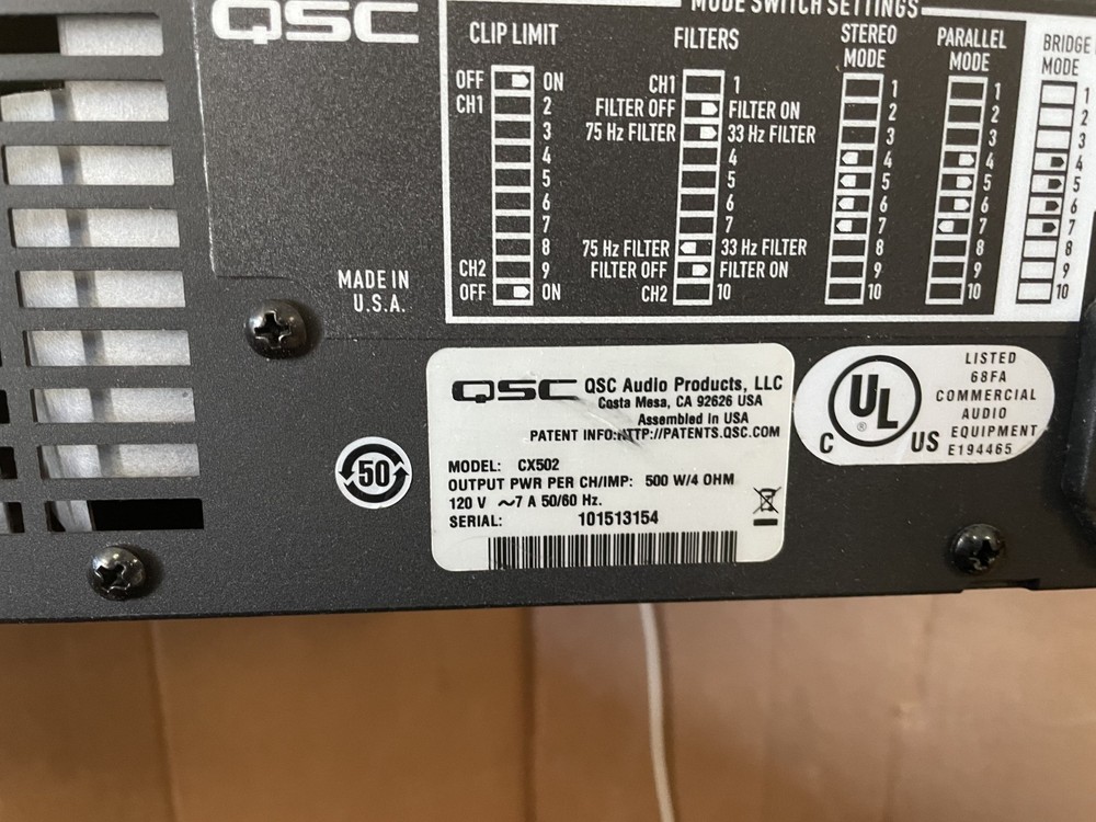 QSC CX502 2-Channel Power Amplifier