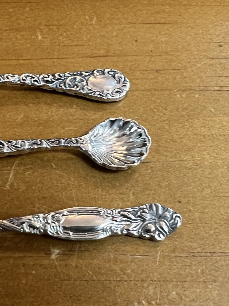 Three Vintage Sterling Silver Salt Spoons
