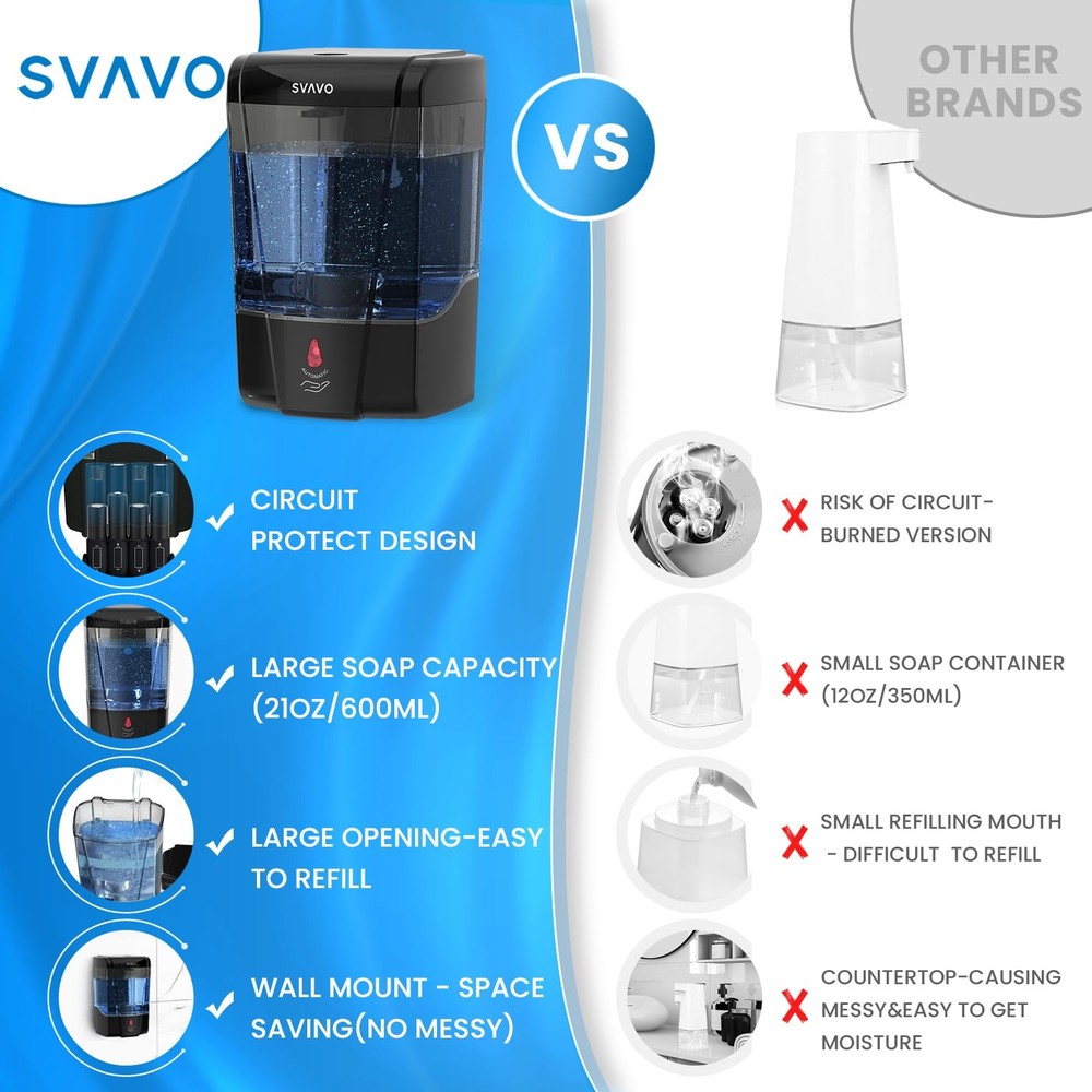Automatic Soap Dispenser Hand Soap Dispenser Wall Mount 600m/21 fl.oz, Touchl...
