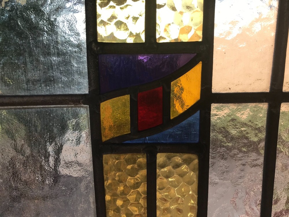 Vintage Stained Glass Window Panel 22 "X 19 1/2" .