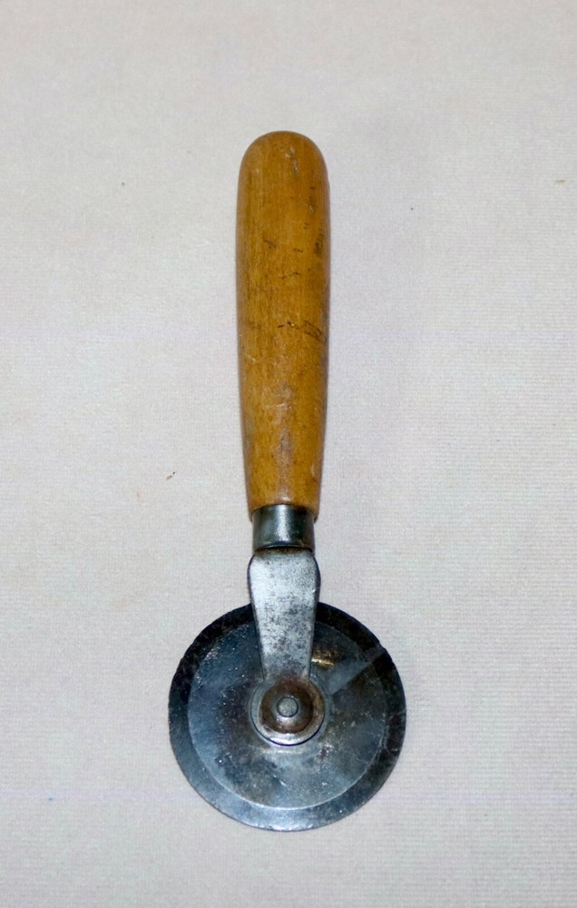 Fabric Cutting Tool 2” Diameter Wood Handle - Vintage