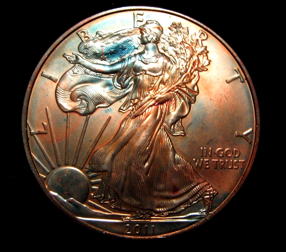 2011 AMERICAN SILVER EAGLE TONED AND UNCIRCULATED ( GREAT GIFT)