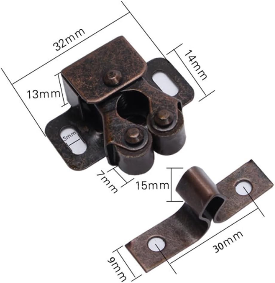 6 Pack Cabinet Latch - Double Roller Catch Hardware for Cupboard Closet Kitchen