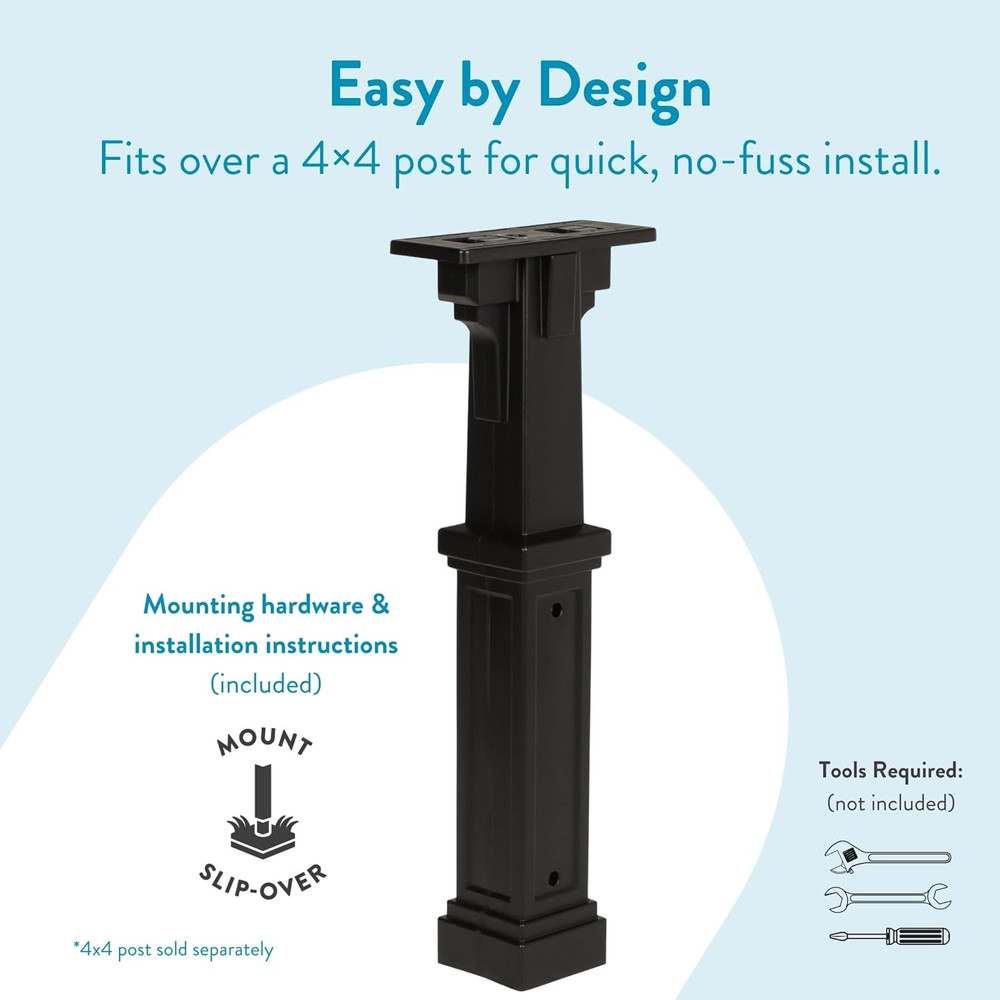 Grand Haven Plastic Mailbox Post, Compatibility Code A, B, C, D, GHP00BAM, Black