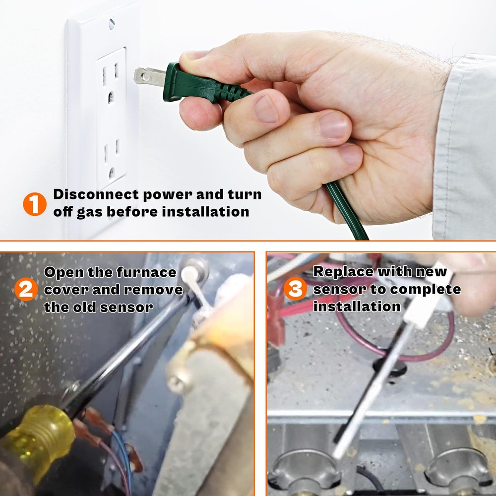 Furnace Flame Sensor Replacement Ignitor Rod 3 Pack