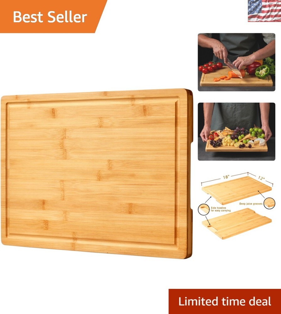 Versatile 18" Bamboo Charcuterie & Cutting Board - Reversible Design, Easy Care