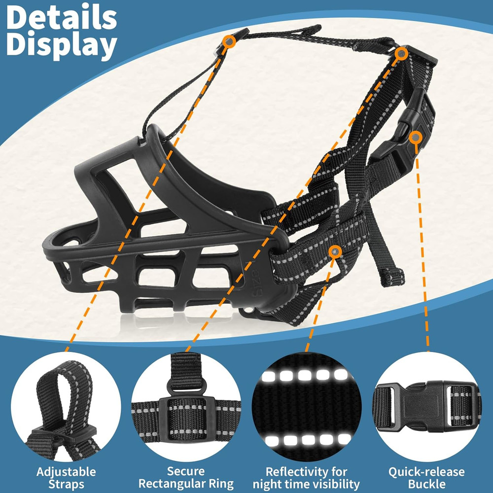 Dog Basket Muzzle for Medium & Large Dogs, Humane Cage Muzzle Prevent Biting Sca