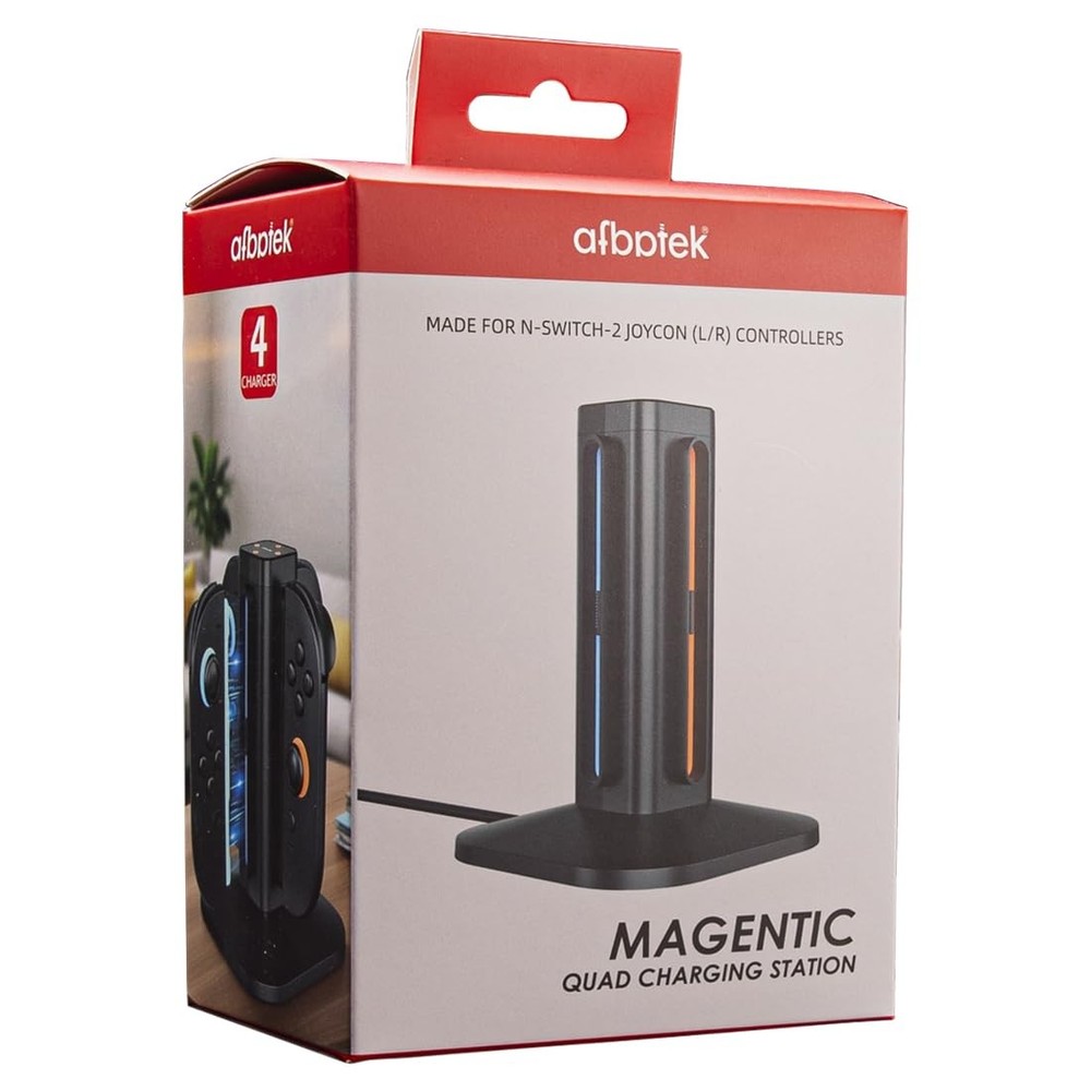 afbptek Switch 2 Joy Con Charging Station, LED Indicator, 4 Joycon Black