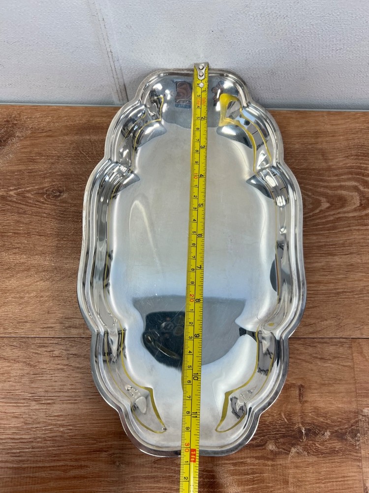 Oval Silverplated Four-Footed Trinket Tray Serving Platter