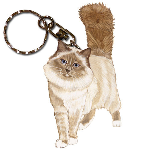 Birman Cat Keychain Wooden