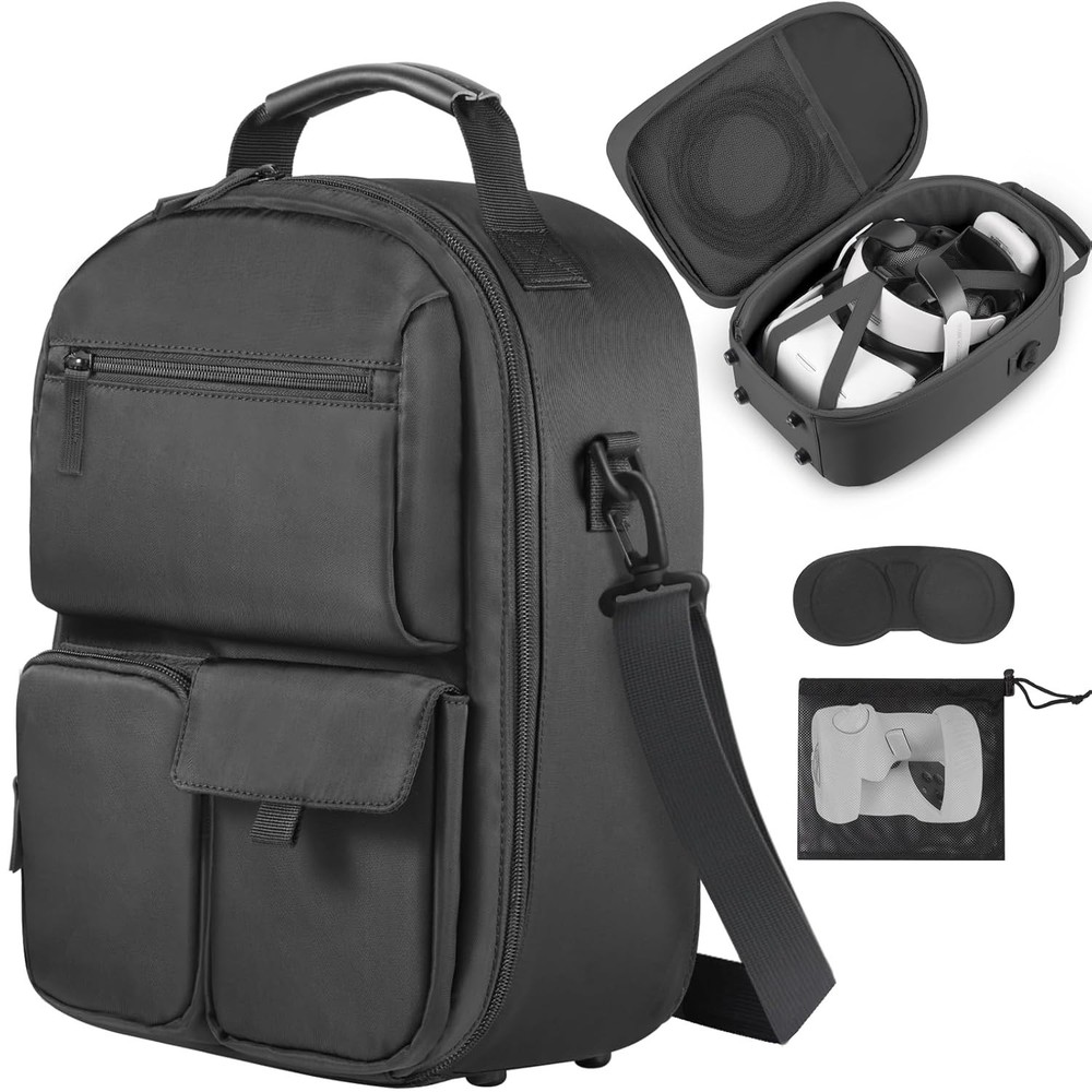 Protective Storage Case for Meta Quest 3 with Jetted Pockets & Comfortable Strap