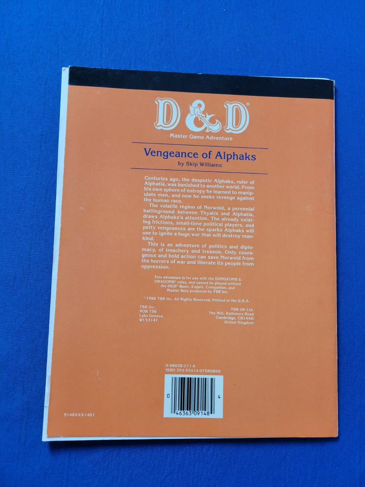 Vengeance of Alphaks Adventure Module - Dungeons and Dragons M2
