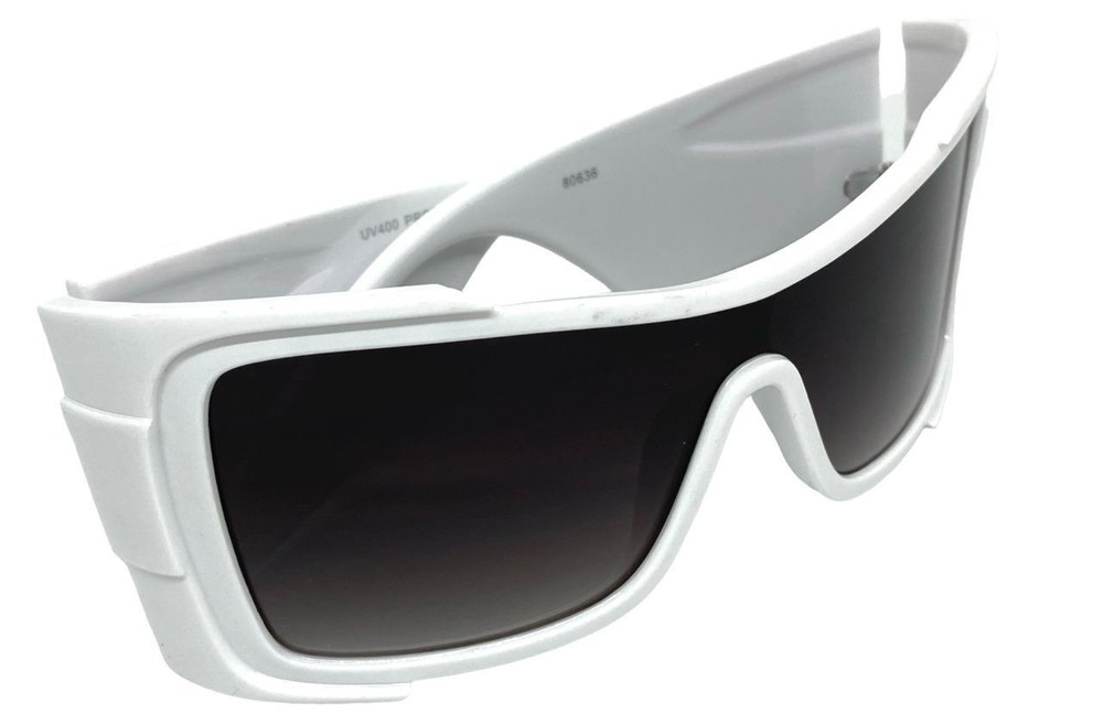 Oversize Modern Retro Shield Party Raver SUNGLASSES Huge Super Thick White Frame