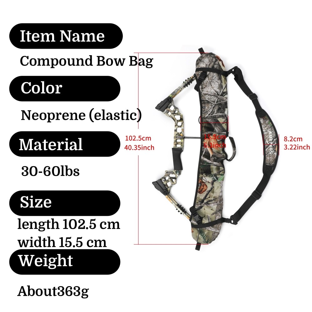 Compound Bow Sling Bag Neoprene Protector Bow Cam Carrier Target Shooting Hunt