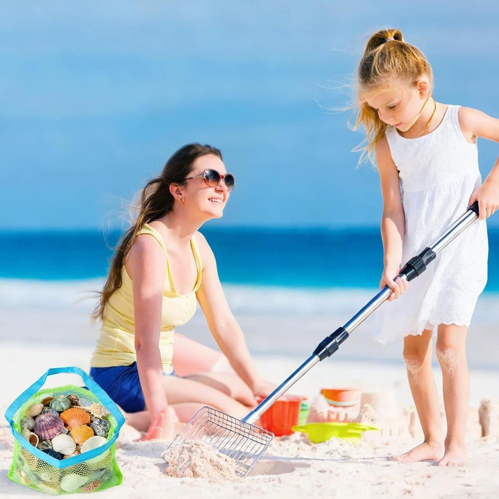 Shark Tooth Sifter Portable Adjustable Handle Shovel Mesh Seashell Scooper