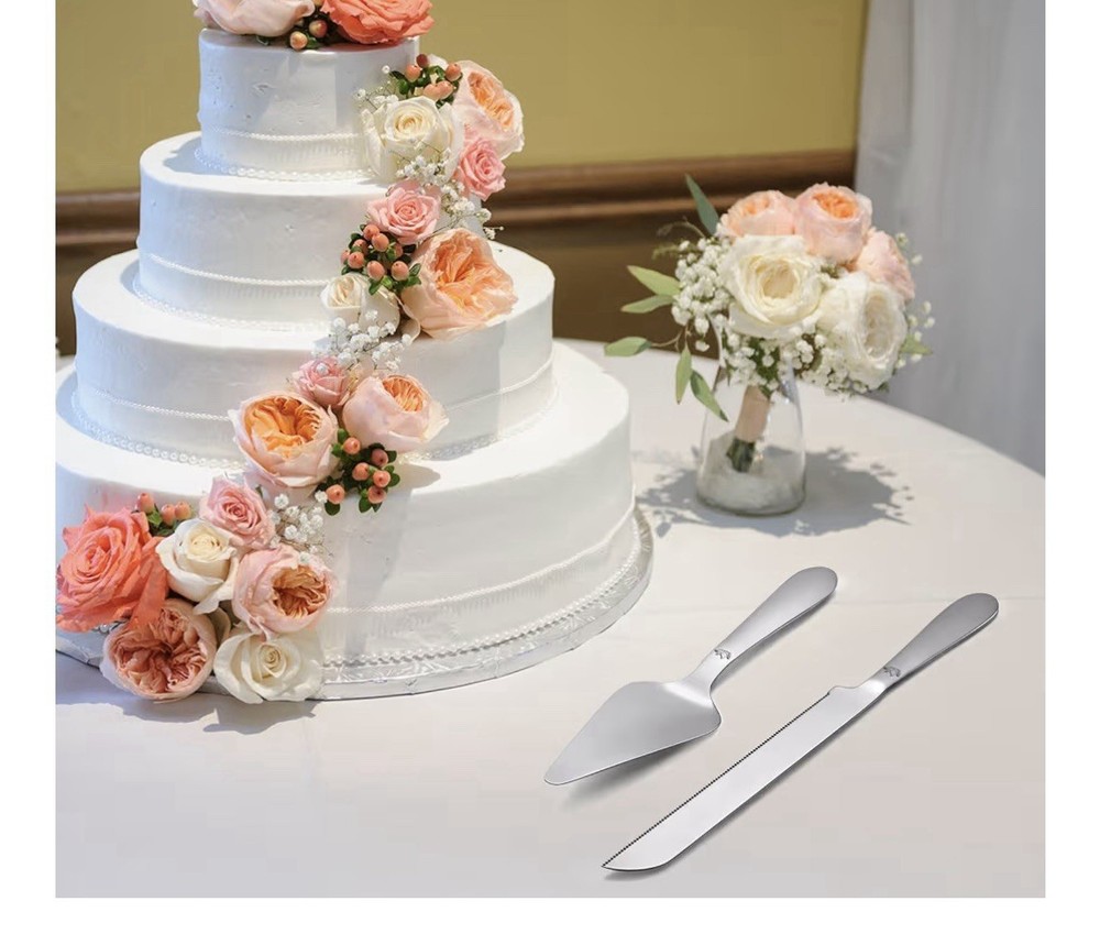 Cake Cutting Set for Wedding - Extended Cake Knife and Server Set
